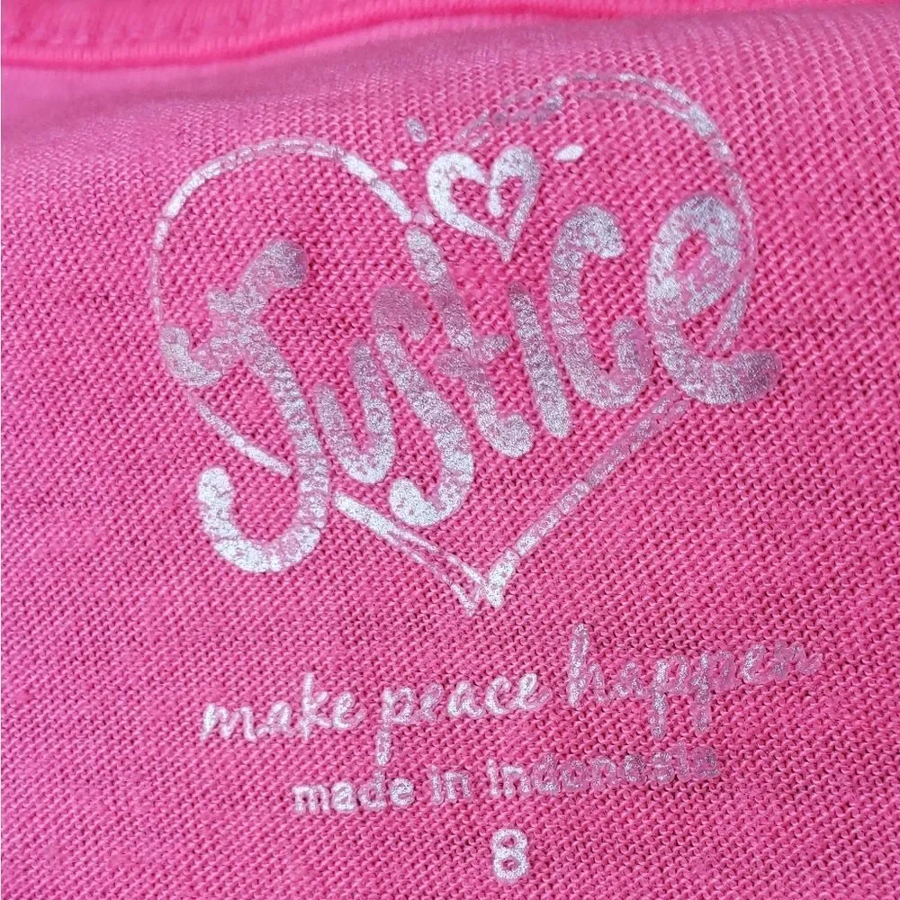 Adorable Justice Pink Roses Girls Top Sz 8